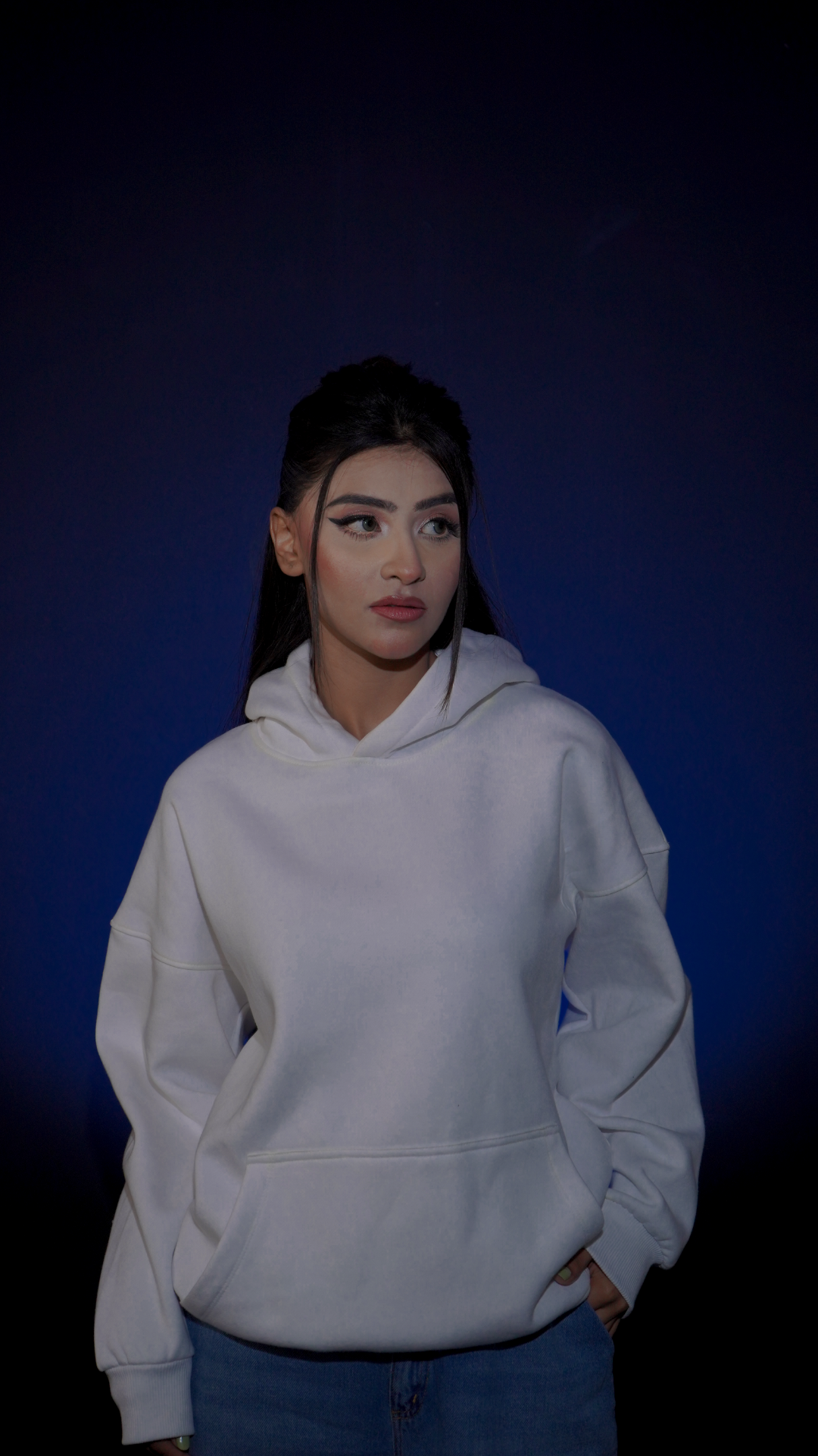 Luminwears Reflective Butterfly Graphic White Hoodie – Comfort Drop Shoulder | Designed for Girls & Ladies