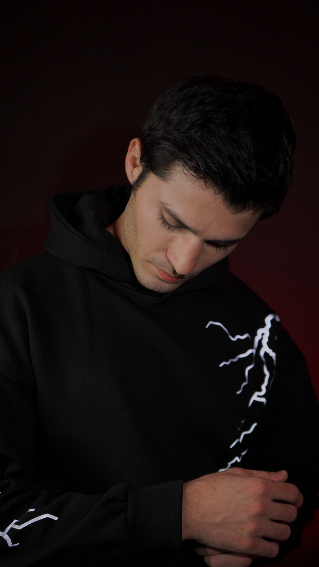 Lumen Wear Reflective Lightning Hoodie – Unisex Oversized Nightwear (Black)