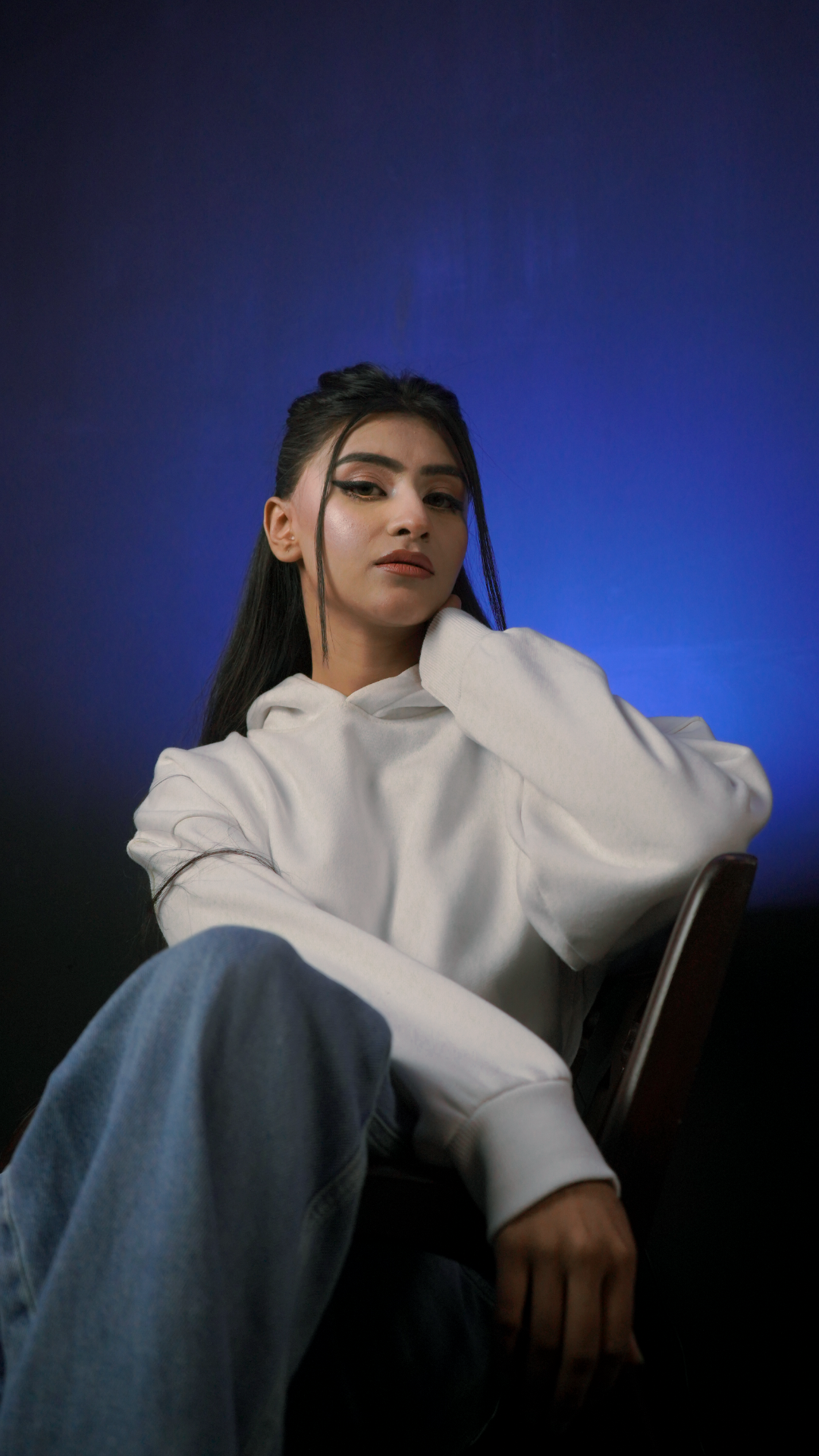 Luminwears Reflective Butterfly Graphic White Hoodie – Comfort Drop Shoulder | Designed for Girls & Ladies