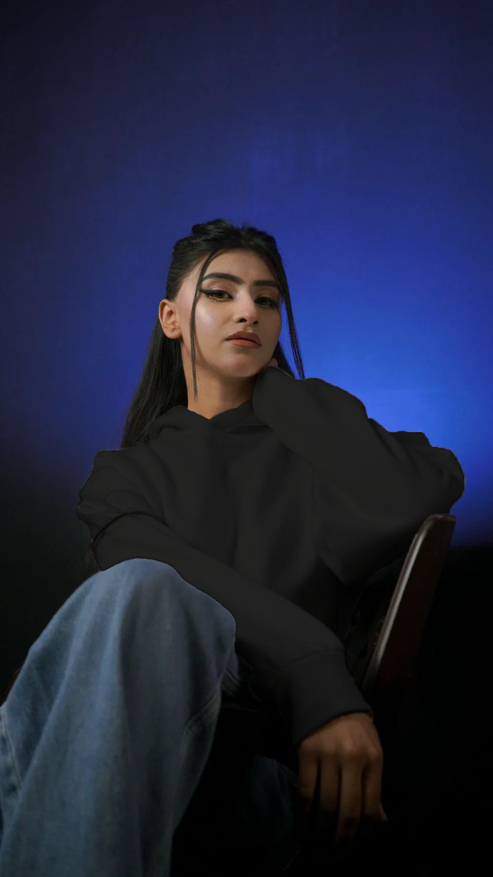 Luminwears Reflective Butterfly Graphic Black Hoodie – Oversized | Regular Drop Shoulder | Multicolor Reflection | For Girls & Ladies