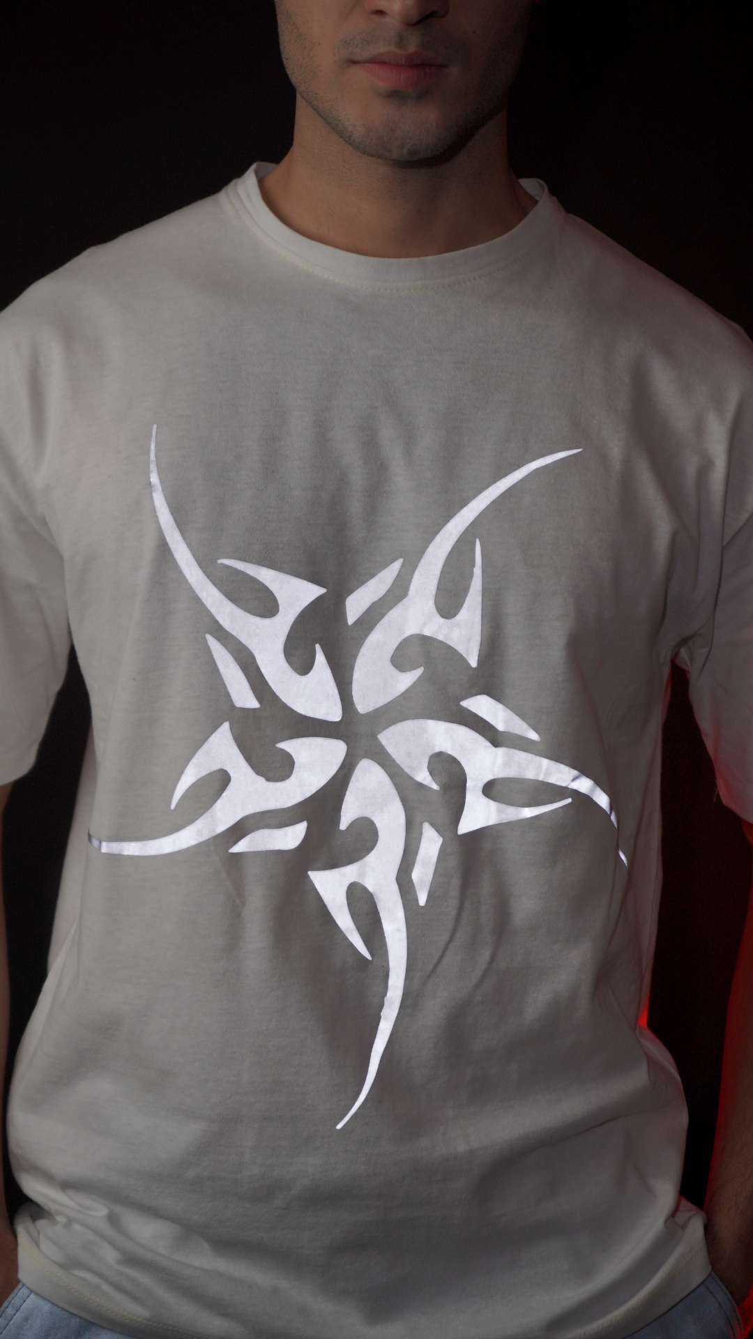 Lumenwears Reflective Glow Tee – 200 GSM Cotton Streetwear (White)