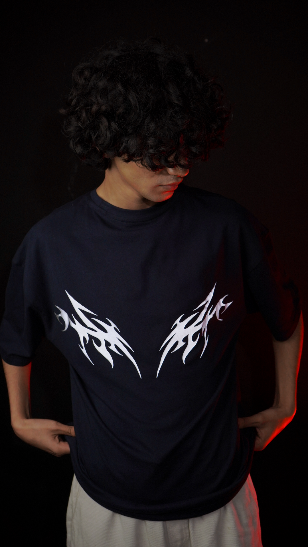 Lumenwears “Twin Blaze” Reflective Flame Tee – Navy Blue | 200 GSM Cotton Streetwear