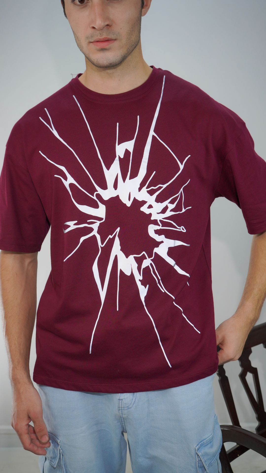 Lumenwears “Smash” Reflective Tee – Maroon | 200 GSM Night-Ready Cotton