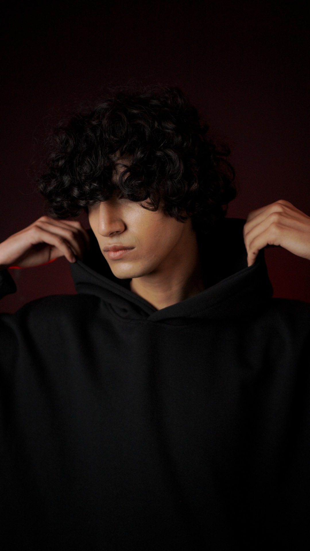 Lumen Wear Unisex Reflective Tribal Hoodie – Oversized Drop Shoulder (Black)