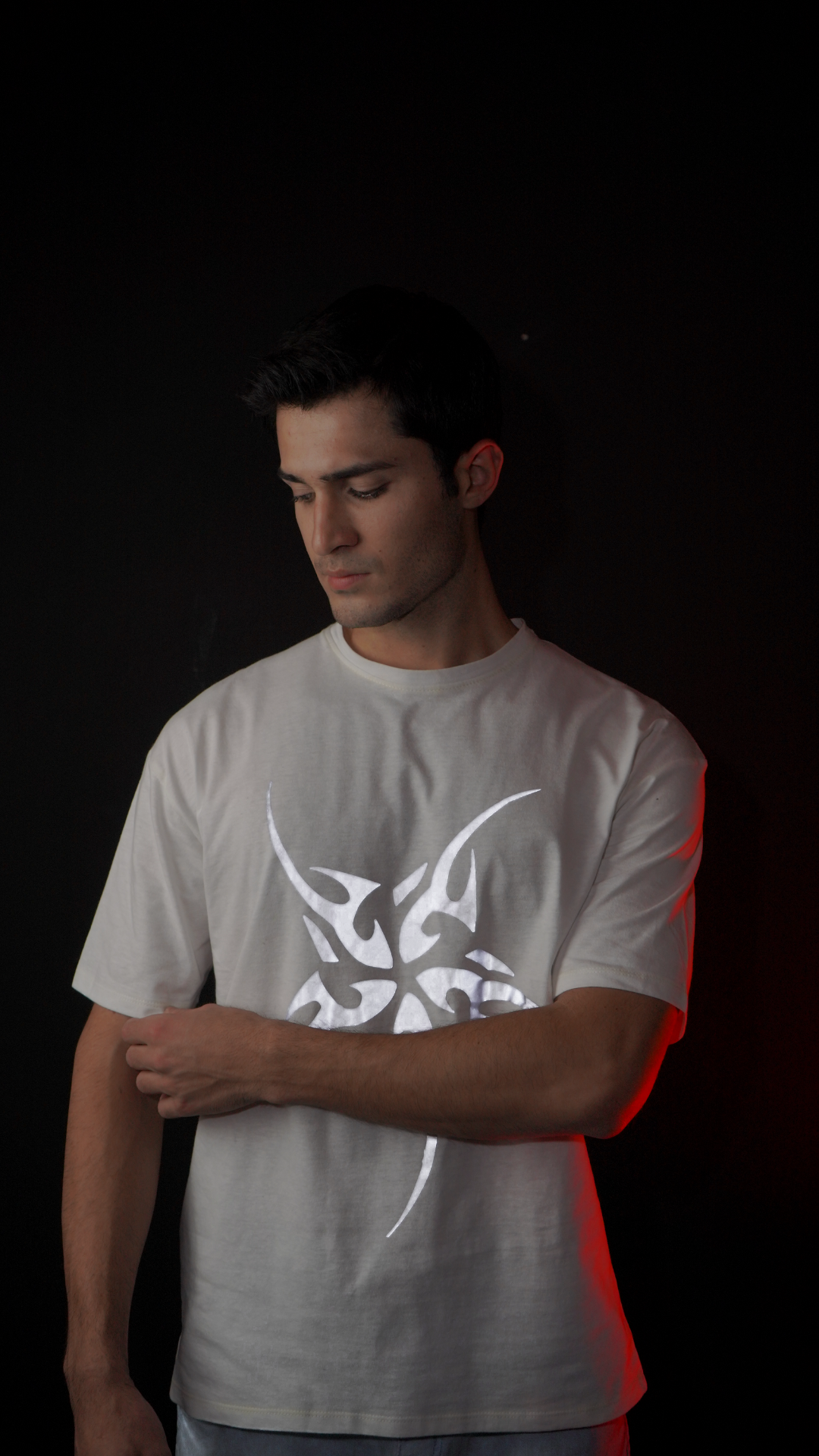 Lumenwears Reflective Glow Tee – 200 GSM Cotton Streetwear (White)
