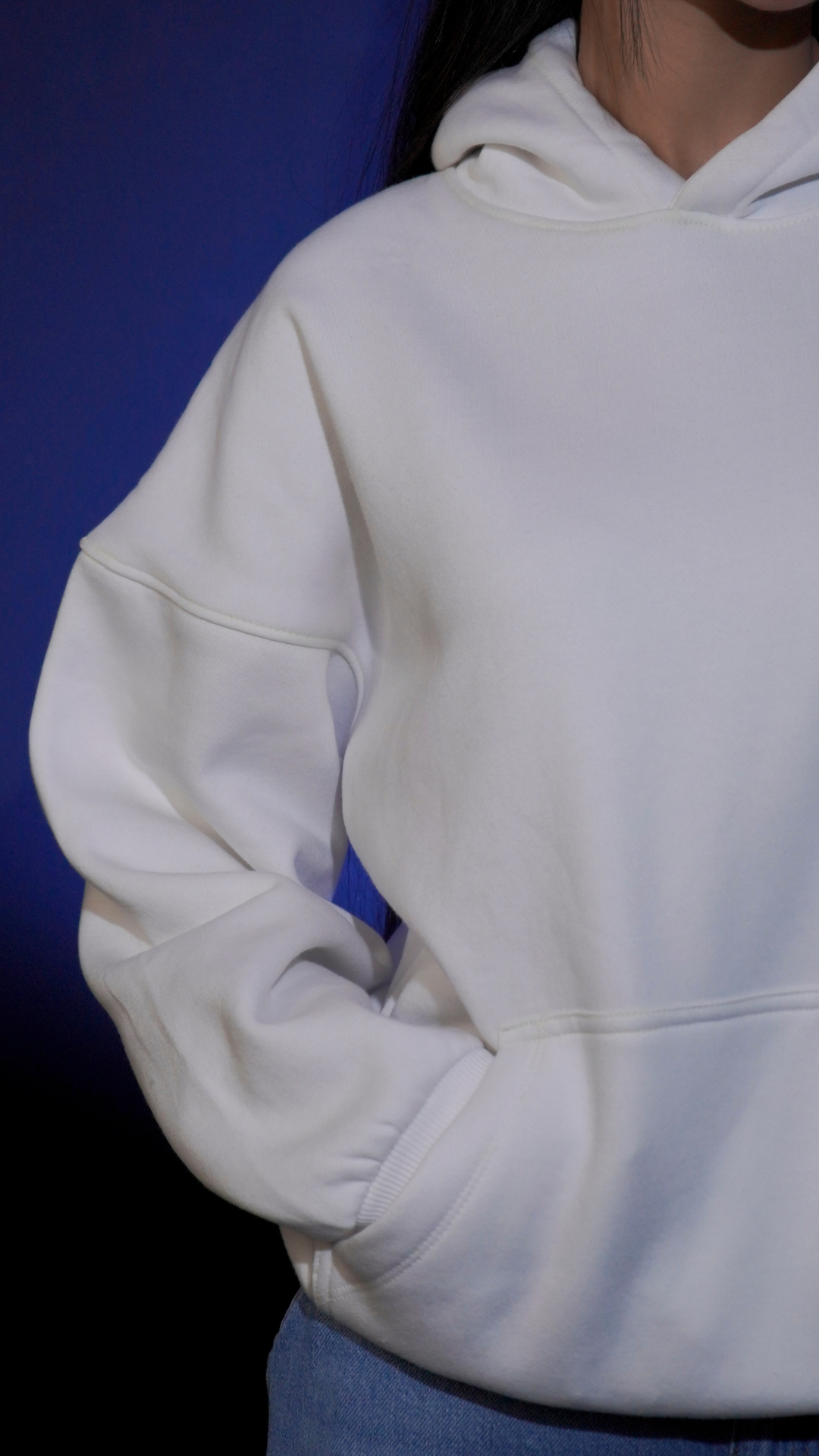 Lumenwears Reflective Butterfly Graphic White Hoodie – Oversized Drop Shoulder | Designed for Girls & Ladies