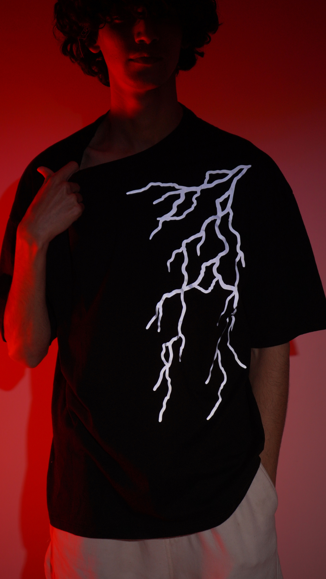Thunderstrike – Unisex Reflective Lightning Tee | Lumenwears | Black 200 GSM Cotton
