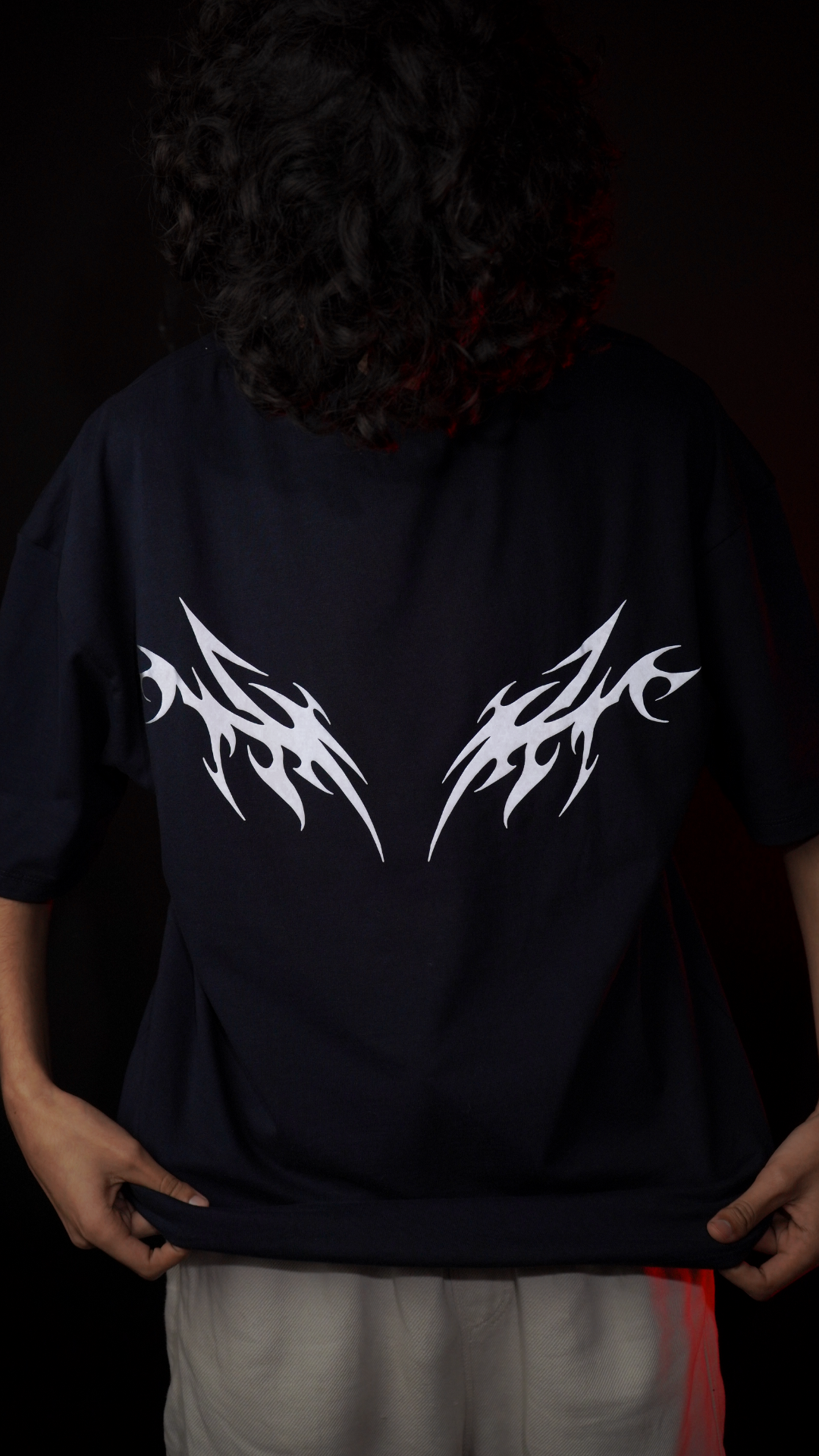 Luminwears “Twin Blaze” Reflective Flame Tee – Navy Blue | 200 GSM Cotton Streetwear